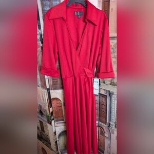 R&K Original Vibrant Red Half Sleeve Dress
